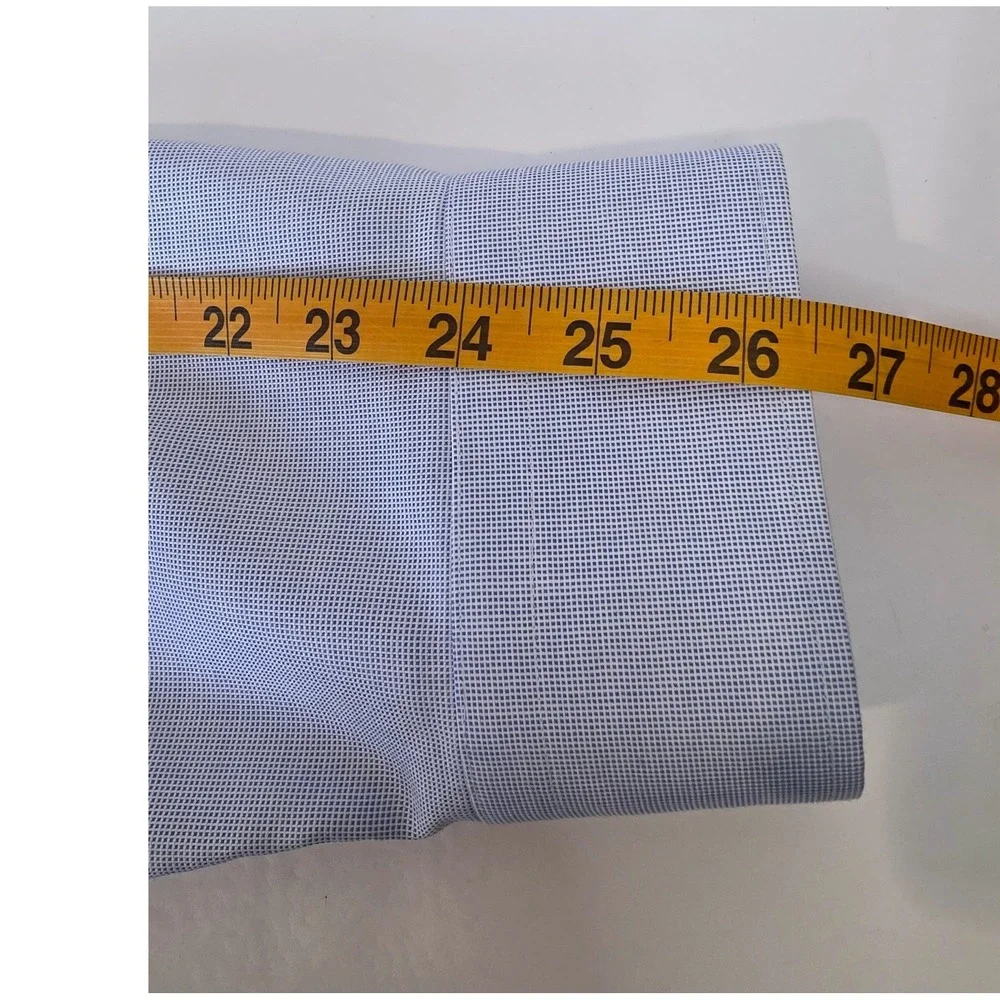 Banana Republic Camden Fit Non-Iron Dress Shirt Light Blue Micro-Check L